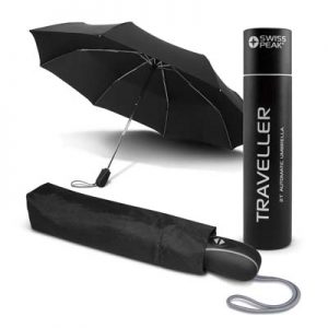 The Trends Swiss Peak Traveller Umbrella is a 3 stage folding umbrella with auto open and close. 8 panel. Black. Great branded travel umbrellas.