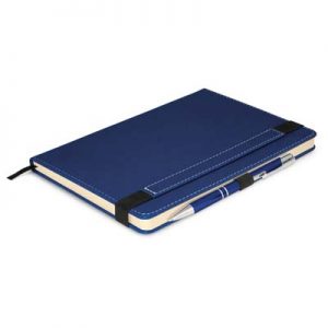 The TRENDS Premier Notebook with Pen is a medium size notebook with hard cover.  Paired with the panama pen.  9 colour options.