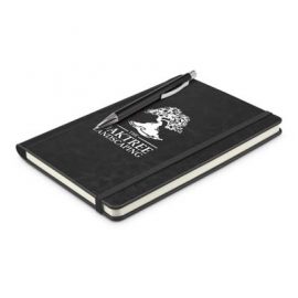 The TRENDS Rado Notebook with Pen is a refined medium notebook paired with Lancer Pen.  Multiple branding options.