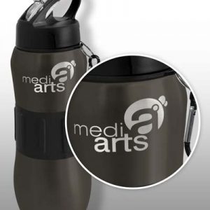 The TRENDS Magnum Bottle is an ergonomic 830ml stainless steel drink bottle. Soft touch silicone band and carabiner. 2 colours.