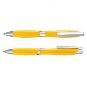 The TRENDS Adonis Pen is a retractable plastic ball pen with shiny chrome accents.  8 colours.  Great branded promo pens.