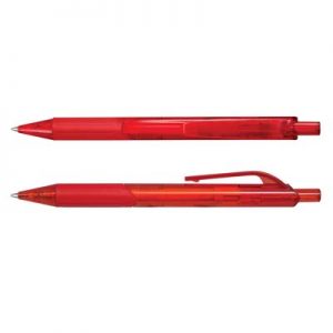 The TRENDS Etna Pen is a retractable plastic ball pen with trans barrel with soft rubber grip.  10 colours.  Great branded pens.