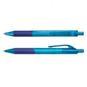 The TRENDS Etna Pen is a retractable plastic ball pen with trans barrel with soft rubber grip.  10 colours.  Great branded pens.