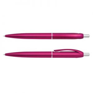 The TRENDS Gem Pen is a retractable plastic ball pen with metallic barrel. 12 colours. Great branded pens. Black Ink.