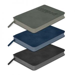 111459 TRENDS Demio Notebook The TRENDS Demio Notebook Small is a small notebook with flexible PU Cover. Pen holder. Multiple branding options. 3 colours.
