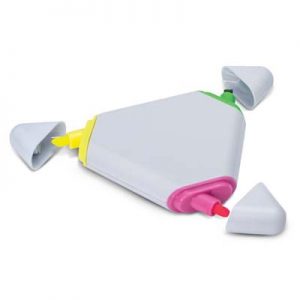 The TRENDS Trimark Highlighter is a trio of highlighters in a triangular set. 3 highlighters - yellow, green, pink. Great branded custom stationery.