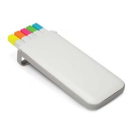 The TRENDS Vivo Highlighter Set is 5 different colour highlighters in a stylish plastic case.  Large branding area.  White/Grey.