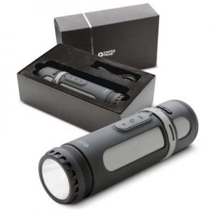 The Swiss Peak 4 in 1 Speaker is an essential multi purpose device for camping, tramping, hunting, BBQ's and beach. Black/Grey.