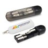 The TRENDS Mini Screwdriver Set is a small pocket screwdriver set.  2 conventional and 2 phillips screwdriver heads.  2 colour options