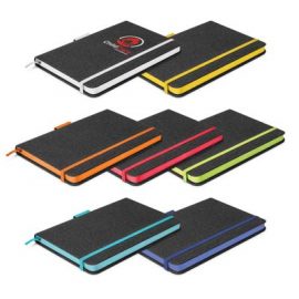 The TRENDS Meridian Notebook Two Tone is an exceptional medium size notebook with lined cream paper. 7 colours.  Coloured Edge pages.  Multiple branding options.