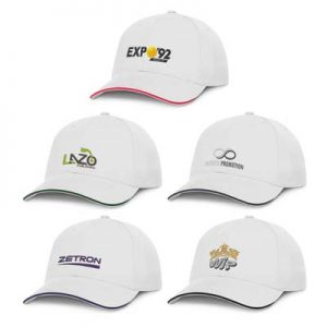 The TRENDS Swift Cap White is a premium quality, 6 panel cap. Made from white heavy brushed cotton.  Contrast sandwich trim. 5 colours.