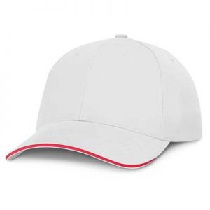 The TRENDS Swift Cap White is a premium quality, 6 panel cap. Made from white heavy brushed cotton.  Contrast sandwich trim. 5 colours.
