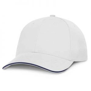 The TRENDS Swift Cap White is a premium quality, 6 panel cap. Made from white heavy brushed cotton.  Contrast sandwich trim. 5 colours.
