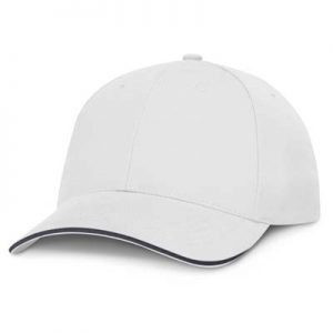 The TRENDS Swift Cap White is a premium quality, 6 panel cap. Made from white heavy brushed cotton.  Contrast sandwich trim. 5 colours.