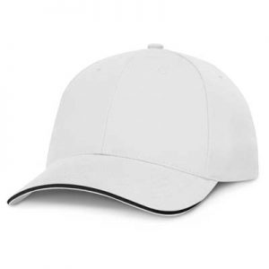 The TRENDS Swift Cap White is a premium quality, 6 panel cap. Made from white heavy brushed cotton.  Contrast sandwich trim. 5 colours.