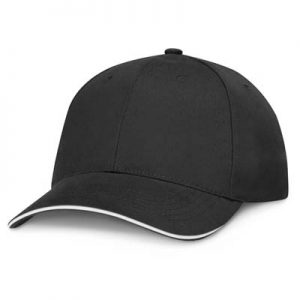 The TRENDS Swift Cap Black is a premium quality, structured 6 panel cap. Brushed Heavy cotton. Contrast sandwich trims. 8 colours