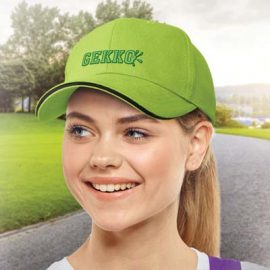The TRENDS Swift Cap Black Trim is a premium quality, 6 panel cap.  Heavy brushed cotton.  Embroidered eyelets with black sandwich trim.