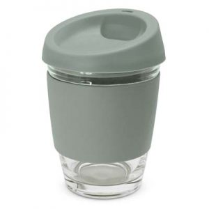 The TRENDS Metro Cup is a fashion inspired 340ml reusable glass coffee cup with push on silicone lid.  16 colours.  Great branded drinkware