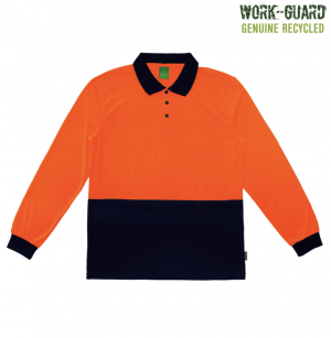 The Work-Guard Recycled Hi Vis Longsleeve Polo is a 100% recycled polyester long sleeved polo shirt. 4 colours. Sizes XS - 5XL.