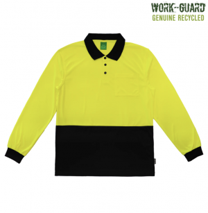 The Work-Guard Recycled Hi Vis Longsleeve Polo is a 100% recycled polyester long sleeved polo shirt. 4 colours. Sizes XS - 5XL.