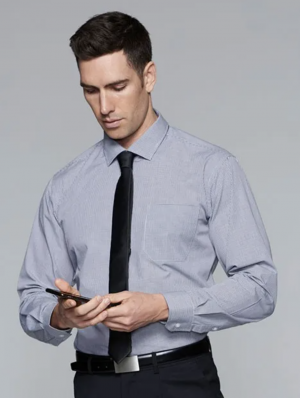 1901L The Aussie Pacific Toorak Mens Shirt Long Sleeve is a 65% polyester, mini-check shirt. Available in 3 colours. Sizes XXS - 5XL.