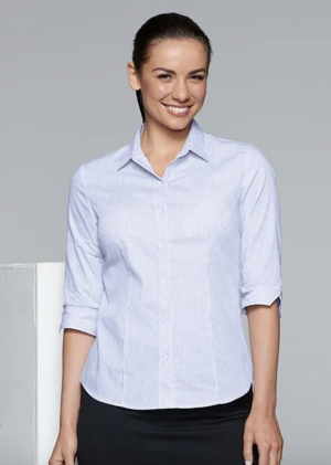 2900T The Aussie Pacific Henley Lady Shirt 3/4 Sleeve is a 65% polyester/35% cotton striped ladies shirt. Available in 3 colours. Sizes 4 - 26.