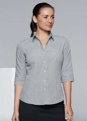 2901T The Aussie Pacific Toorak Lady Shirt 3/4 Sleeve is a 65% polyester, mini-check shirt. Available in 3 colours. Sizes 4 - 26.