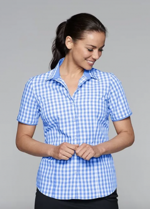 2908S The Aussie Pacific Devonport Lady Shirt Short Sleeve is a 65% polyester/35% cotton slim line fit ladies shirt. 2 colours. Sizes 4 - 26.