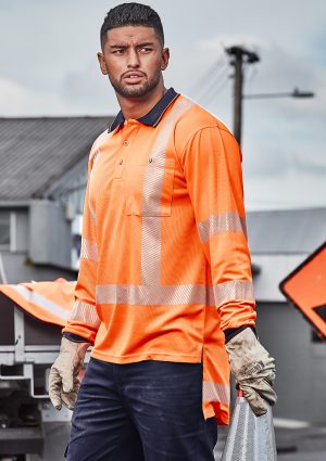 ZH540_Talent_01_KrWqsvx The Syzmik Mens TTMC-W17 Segmented L/S Polo is a 100% polyester long sleeved polo with chest pocket. Orange/Navy. XXS - 5XL, 7XL.