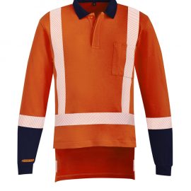 The Syzmik Mens TTMC-W17 Taped Polo is a 48% Modacrylic, long sleeve polo. Available in Orange/Navy. Sizes XXS - 5XL, 7XL.