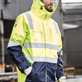 The Syzmik Mens Hi Vis 4 in 1 Waterproof Jacket is a waterproof, hooded, hi vis jacket. Available in 2 colours. Sizes XXS - 5XL, 7XL.