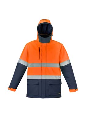 The Syzmik Unisex Hi Vis Antarctic Softshell Taped Jacket is a oxford bonded polyester softshell.  330 gsm  Warm quilted lining.  2 colours
