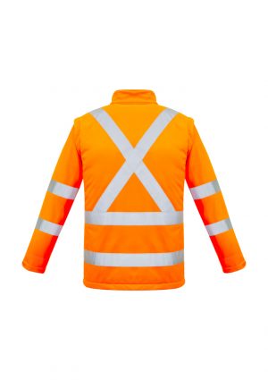 The Syzmik Unisex Hi Vis 2 in 1 X Back Soft Shell Jacket is a 100% polyester, water resistant, hi vis jacket. Orange. Sizes XXS - 5XL, 7XL.