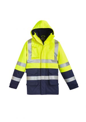 The Syzmik Mens FR Arc Rated Anti Static Waterproof Jacket is a 100% polyester with carbon fibre, heat and water resistant jacket. Available in 2 colours. Sizes XXS - 5XL, 7XL.