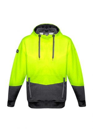 The Syzmik Unisex Hi Vis Textured Jacquard Hoodie is a 59% Polyester, hi vis hoodie with waist pockets. Available in 4 colours. Sizes XXS - 5XL, 7XL.