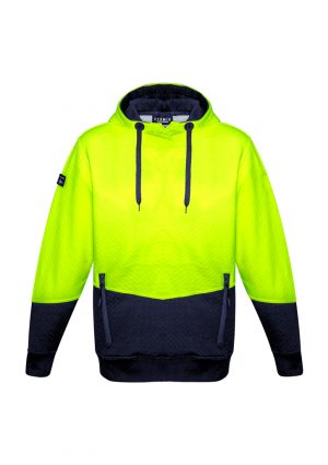 The Syzmik Unisex Hi Vis Textured Jacquard Hoodie is a 59% Polyester, hi vis hoodie with waist pockets. Available in 4 colours. Sizes XXS - 5XL, 7XL.