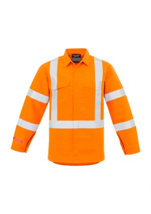 ZW137_Orange_Front The Syzmik Mens X Back Taped Shirt is a 93% Meta-Aramid, hi-vis shirt. Available in Orange. Sizes XXS - 5XL, 7XL.