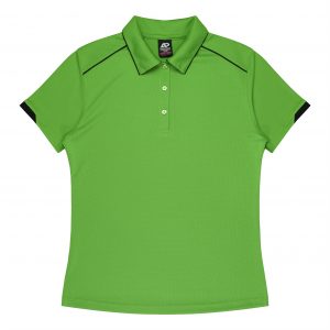 The Aussie Pacific Currumbin Lady Polo is a 100% polyester, Dri-wear, short sleeve ladies polo. Available in 16 colours. Sizes 6 - 26.