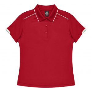 The Aussie Pacific Currumbin Lady Polo is a 100% polyester, Dri-wear, short sleeve ladies polo. Available in 16 colours. Sizes 6 - 26.