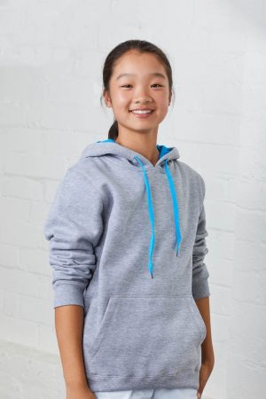 The Unlimited Edition Crew Kids Contrast Hoodie is an 80% polyester/20% cotton, pullover hoodie. 39 colours. Sizes 4 - 14.