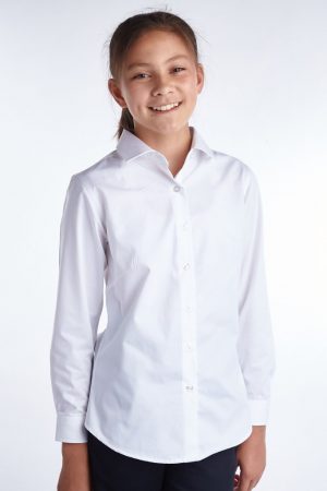 SUS03A_1- The Unlimited Edition Cardrona Classics Girls Long Sleeve Shirt is a 65% polyester long sleeve shirt. Available in White. Sizes 22 - 26.