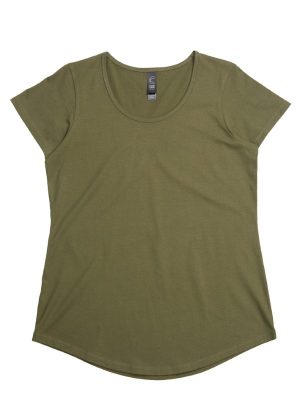 The Unlimited Edition Stacy Womens Tee is a 100% combed cotton, scoop neck tee. Available in 8 colours. Sizes 6 - 16.