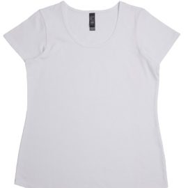 The Unlimited Edition Stacy Womens Tee is a 100% combed cotton, scoop neck tee. Available in 8 colours. Sizes 6 - 16.
