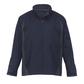 The Catalogue Crosswinds Jacket is a 100% nylon dobby, water-resistant jacket with tuck away hood. Navy/Charcoal. Sizes XS - 3XL, 5XL.