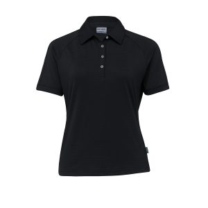 The Catalogue Womens Dri Gear Vapour Polo is a 96% polyester, moisture wicking polo. Available in Black. Sizes 8 - 22.