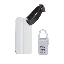 The Catalogue Combination Lock & Luggage Tag are perfect for travelling to ensure your luggage is secure and named. Available in silver.