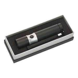 The Catalogue LED Torch is a compact, aluminium, battery powered torch with a wrist strap. Gift box included.