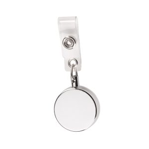 The Catalogue Metal Zip Pull Badge is a badge holder that provides convenience with a retractable cord and swivel clip for accessibility.