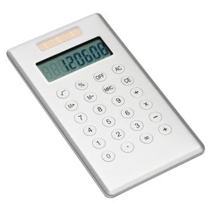 2403-slimline-pocket-calculator The Catalogue Slimline Pocket Calculator is a solar powered, pocket sized calculator. Available in Aluminium.