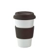 The Catalogue Ceramic Coffee Mug is a coffee mug with a silicone band and lid to ensure you won't get burnt.
